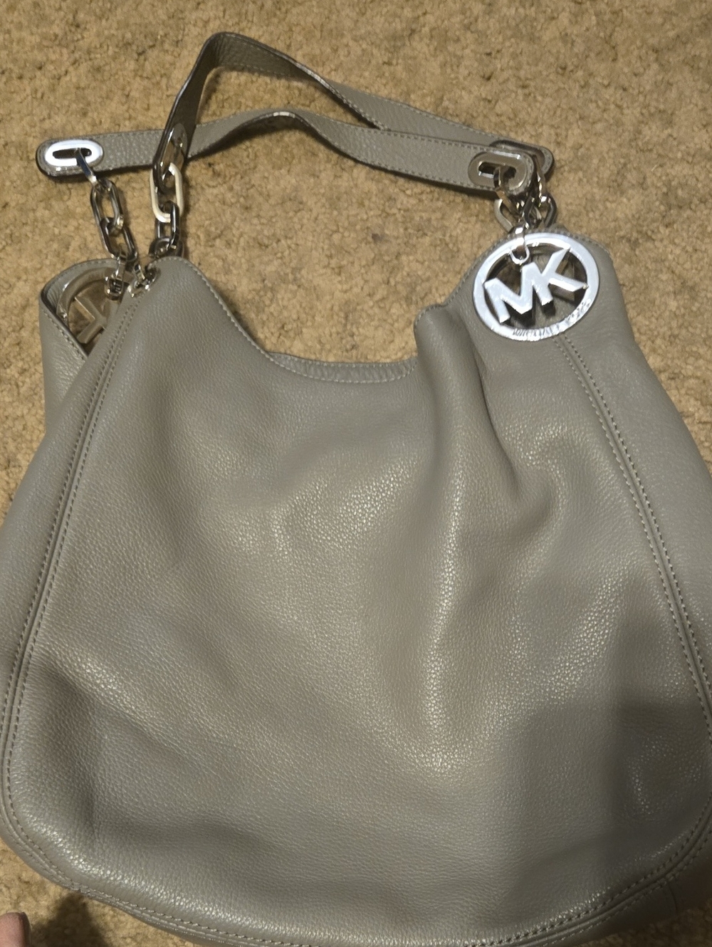 Michael Kors Pebbled Leather Hobo Bag in Gray